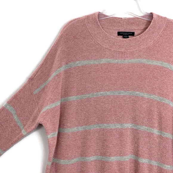 American Eagle Jegging Fit Ribbed Striped pink grey Sweater - Picture 2 of 8
